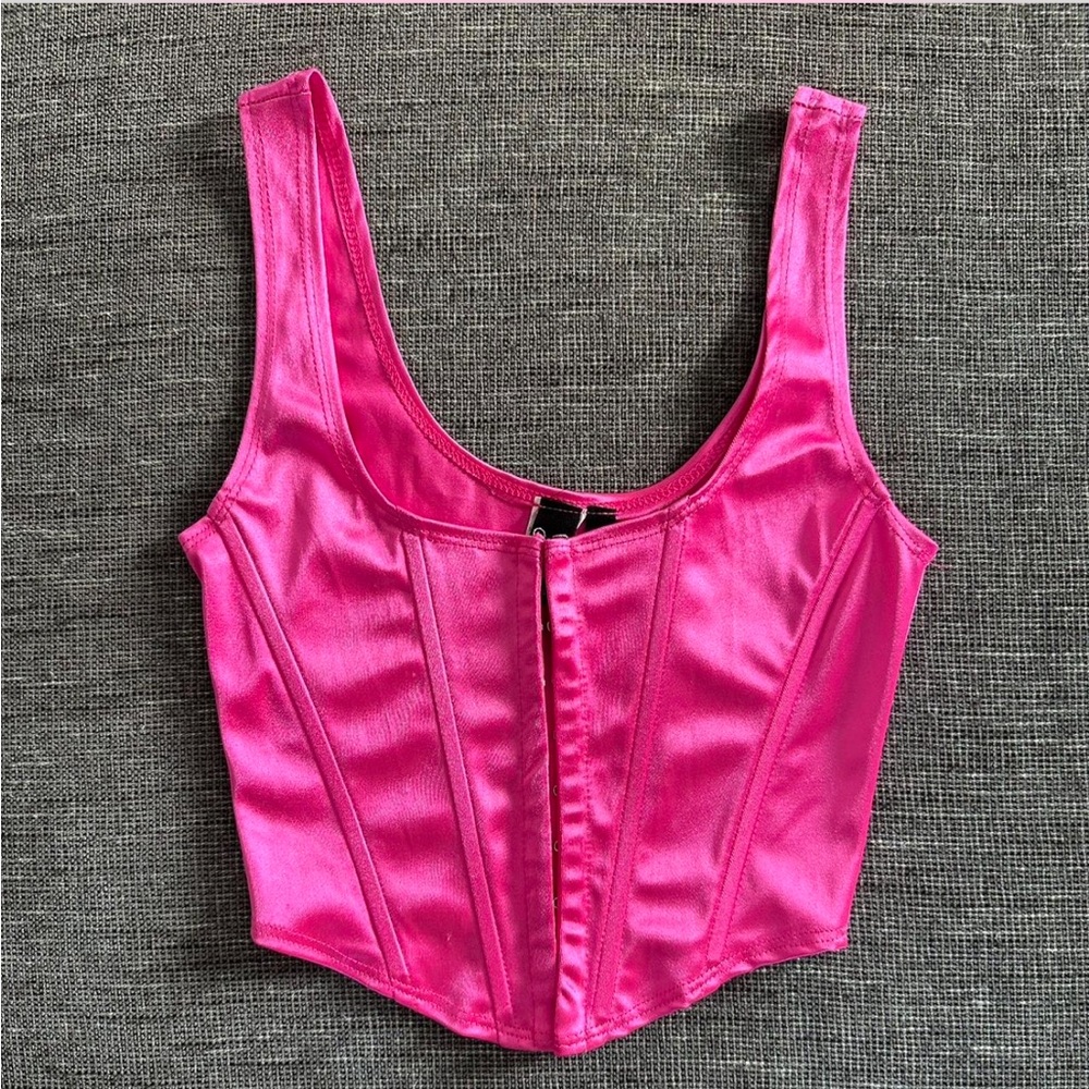 Vibrant Pink Satin Corset Top